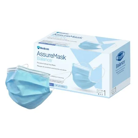Amd Ritmed - Assuremask Balance - 205415 - Procedure Mask Assuremask Balance Pleated Earloops One Size Fits Most Blue Nonsterile Astm Level 1 Adult