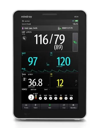 Mindray USA - VS9 - 121002196-00 - Vital Signs Monitor Vs9 Spot Nibp, Pulse Rate Spo2, Smarttemp Battery Operated