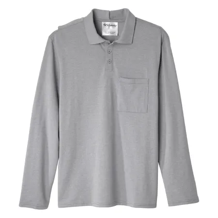 Silverts Adaptive - SV50780_HGRY_S - Adaptive Polo Shirt Silverts Small Heather Gray 1 Pocket Long Sleeve Male