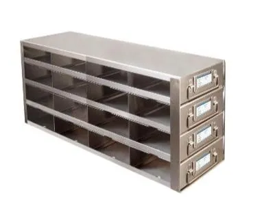 VWR International - 76027-806 - Cryo Storage Box Freezer Rack Vwr 5-1/2 X 9-1/2 X 22 Inch Metallic Color Stainless Steel 16 Box (4 X 4) Capacity