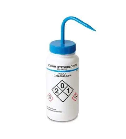 Market Lab - 18404 - Safety Wash Bottle Sodium Hypochlorite Label / Wide Mouth Ldpe 500 Ml