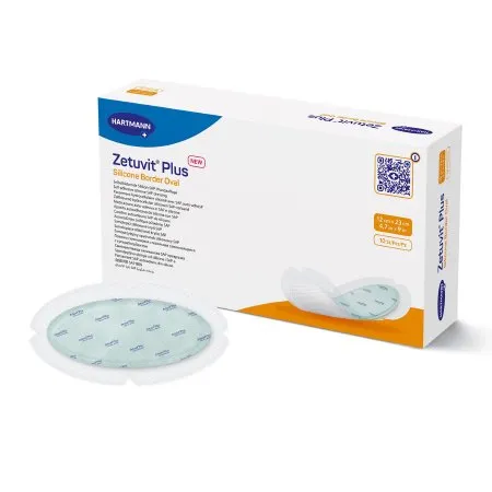 Hartmann - 413909 - Zetuvit Plus Silicone Border Oval SAP Dressing with Silicone adhesive, 4.7" x 9"