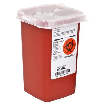 Cardinal - SharpSafety - From: 8900SA To: 8980S -  Sharps Container  Red Base 6 1/4 H X 4 1/2 W X 4 1/4 D Inch Vertical Entry 0.25 Gallon