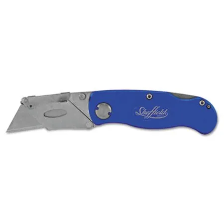Great Neck - GNS-12113 - Sheffield Folding Lockback Knife, 1 Utility Blade, 2 Blade, 3.5 Aluminum Handle, Blue