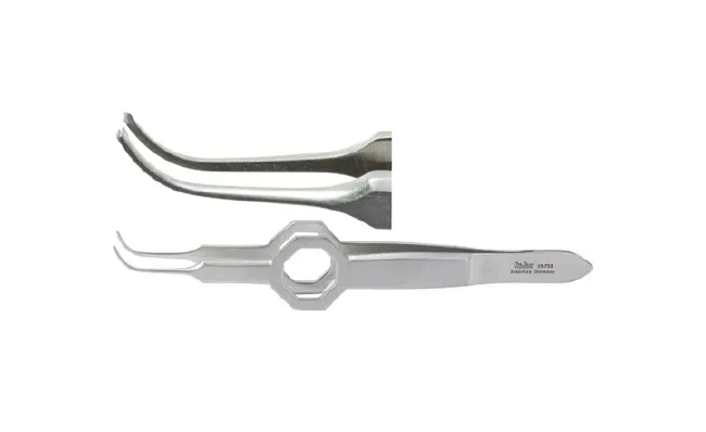 Integra Lifesciences - Miltex - 18-798 - Tissue Forceps Miltex Foerster-iris 3-3/4 Inch Length Or Grade German Stainless Steel Fenestrated Thumb Handle Full Curved 0.5 Mm With 1 X 2 Teeth