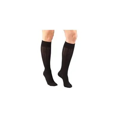 Truform - 1975BL-L - Womens Cable Patten Knee High-15-20 Gradient-Black