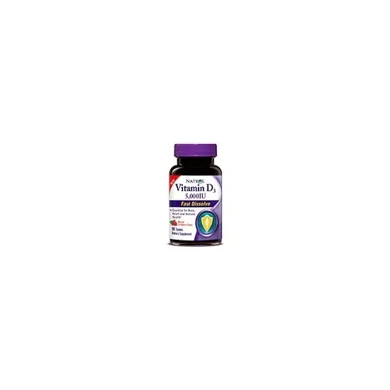 Natrol - 229417 - General Health Vitamin D3 5,000 I.U. Fast Dissolve, Strawberry Flavored 90 tablets