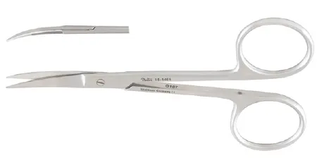 Integra Lifesciences - Miltex - 18-1405 - Iris Scissors Miltex 4 Inch Length Or Grade German Stainless Steel Nonsterile Finger Ring Handle Curved Blade Sharp Tip / Sharp Tip