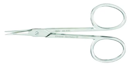 Integra Lifesciences - Miltex - 40-445 - Cuticle Scissors Miltex 3-1/2 Inch Length Or Grade Chrome Plated Carbon Steel Nonsterile Finger Ring Handle Curved Blade Sharp Tip / Sharp Tip