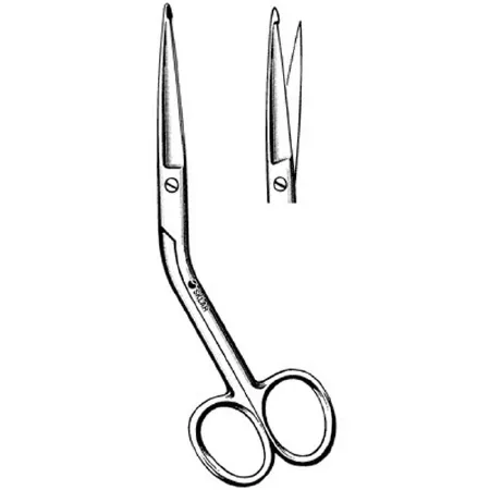 Sklar - 11-1252 - Bandage Scissors Sklar Hi-level 5-1/2 Inch Length Or Grade Stainless Steel Finger Ring Handle Angled Sharp Tip / Blunt Tip