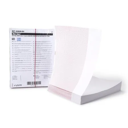 VyAire Medical - GE - 2009828-024 - Diagnostic Recording Paper GE Thermal Paper 8-1/2 X 11 Inch Z-Fold Red Grid