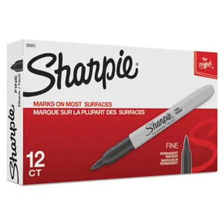 Sharpie - SAN-30001 - Fine Tip Permanent Marker, Fine Bullet Tip, Black, Dozen