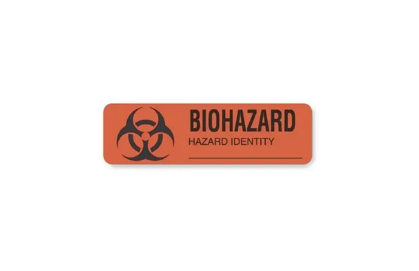 United Ad Label - UAL - ULBH204 - Pre-printed Label Ual Warning Label Fluorescent Red Paper Biohazard / Symbol Black Biohazard 7/8 X 3 Inch