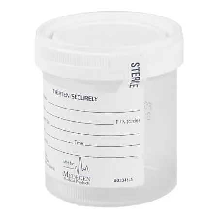 MEDEGEN MEDICAL - Vollrath - M4937 - Medegen Medical Products  Specimen Container for Pneumatic Tube Systems  90 mL (3 oz.) Screw Cap Sterile Inside Only