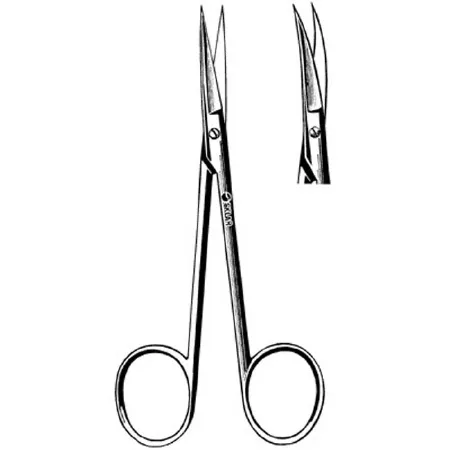 Sklar - 23-1154 - Iris Scissors Sklarlite Xd 3-1/2 Inch Length Or Grade Stainless Steel Finger Ring Handle Curved Sharp Tip / Sharp Tip