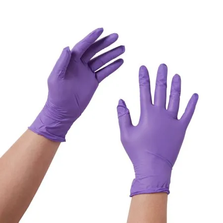 O & M Halyard - Purple Nitrile - 55084 - O&M Halyard  Exam Glove  X Large NonSterile Nitrile Standard Cuff Length Textured Fingertips Purple Chemo Tested