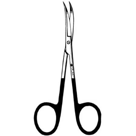 Sklar - 15-3357 - Iris Scissors Sklarhone 4-1/2 Inch Length Or Grade Stainless Steel Finger Ring Handle Curved Sharp Tip / Sharp Tip