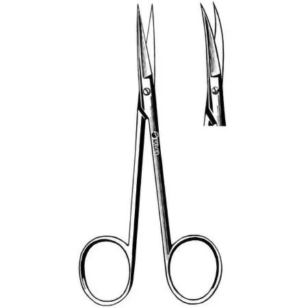 Sklar - 23-1155 - Iris Scissors Sklarlite 4-1/2 Inch Length Or Grade Stainless Steel Nonsterile Finger Ring Handle Curved Sharp Tip /. Sharp Tip
