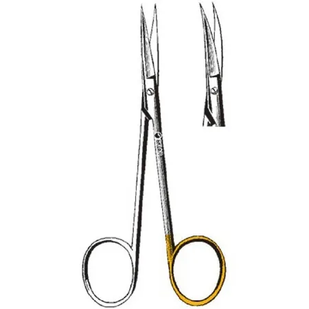 Sklar - 23-1270 - Iris Scissors Sklarlite Sklarcut 4-1/2 Inch Length Or Grade Stainless Steel Finger Ring Handle Curved Sharp Tip / Sharp Tip
