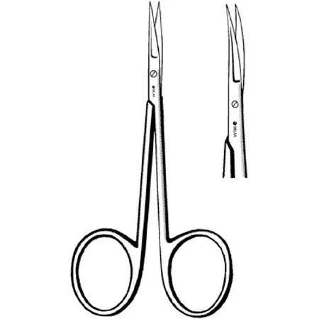 Sklar - 64-2036 - Iris Scissors Sklar Bonn 3-1/2 Inch Length Or Grade Stainless Steel Nonsterile Finger Ring Handle Curved Sharp Tip / Sharp Tip
