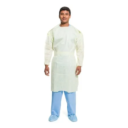 O & M Halyard - 69979 - O&M Halyard Halyard Tri Layer Protective Procedure Gown Halyard Tri Layer Large Yellow NonSterile AAMI Level 2 Disposable