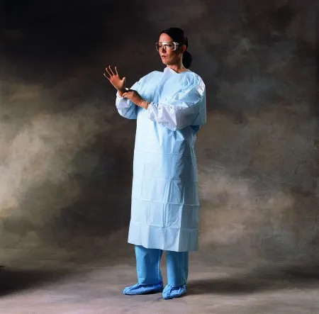 O & M Halyard - 69316 - O&M Halyard Protective Procedure Gown X Large Blue NonSterile ASTM F1671 Disposable