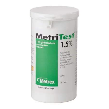 Metrex Research - 10-303 - MetriTest 1.5% Glutaraldehyde Concentration Indicator MetriTest 1.5% Pad 60 Test Strips Bottle Single Use