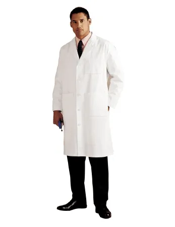 Landau Uniforms - 3140WWT44 - Lab Coat White Size 44 Knee Length 65% Polyester / 35% Cotton Reusable