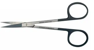 BR Surgical - HerMann - H-511 - Iris Scissors Hermann 4 Inch Length Surgical Grade Stainless Steel Finger Ring Handle Curved Sharp Tip / Sharp Tip