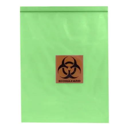 RD Plastics - Q393 - Specimen Transport Bag 12 X 15 Inch Zip Closure Biohazard Symbol NonSterile