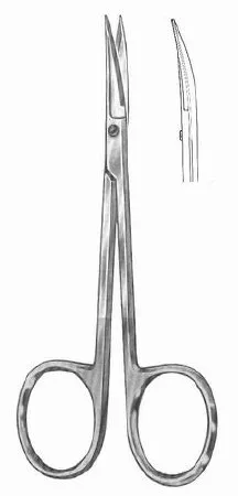 BR Surgical - HerMann - H-505HM - Iris Scissors Hermann 4-1/2 Inch Length Surgical Grade Stainless Steel / Tungsten Carbide Finger Ring Handle Curved Sharp Tip / Sharp Tip