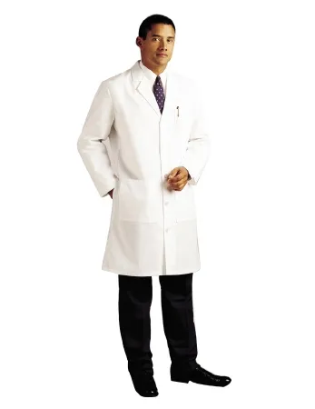 Landau Uniforms - 3145WWY44 - Lab Coat White Size 44 Knee Length 65% Polyester / 35% Cotton Reusable