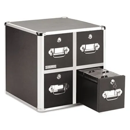 Vaultz - IDE-VZ01049 - Four-drawer Cd File Cabinet, Holds 660 Folders Or 240 Slim/120 Standard Cases, Black