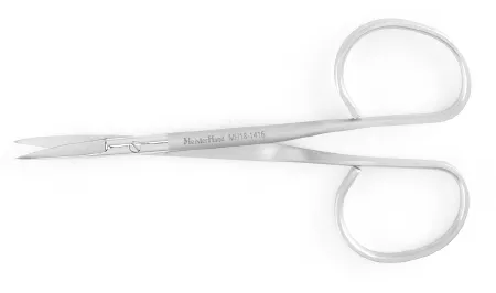 Integra Lifesciences - MeisterHand - MH18-1416 - Iris Scissors Meisterhand 4 Inch Length Surgical Grade Stainless Steel Nonsterile Ribbon Style Finger Ring Handle Curved Sharp Tip / Sharp Tip