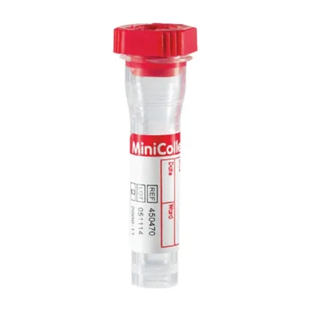 Greiner Bio-One - MiniCollect - 450470 -   Capillary Blood Collection Tube Clot Activator Additive 1 mL Rubber Cross Section Cap Polypropylene Tube