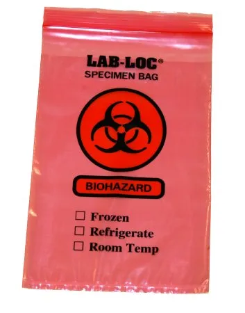 Elkay Plastics - Lab-Loc - LAB20609RE - Specimen Transport Bag with Document Pouch Lab-Loc 6 X 9 Inch Zip Closure Biohazard Symbol / Storage Instructions NonSterile