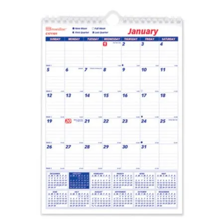 Brownline - RED-C171101 - Twin-wirebound Wall Calendar, One Month Per Page, 8 X 11, White Sheets, 12-month (jan To Dec): 2024