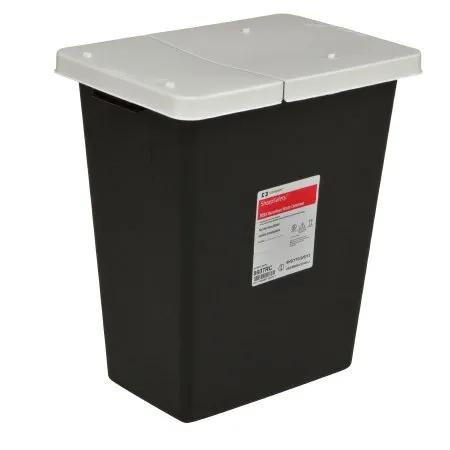 Cardinal - SharpSafety - 8607RC -  RCRA Waste Container  Black Base 17 3/4 H X 11 D X 15 1/2 W Inch Vertical Entry 8 Gallon