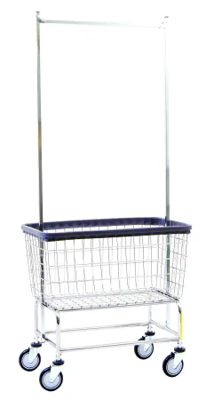 R & B Wire Products - 200CFC56C - Laundry Cart With Double Pole Rack 100 Lbs. Weight Capacity Steel Tubing 5 Inch Clean Wheel System Casters