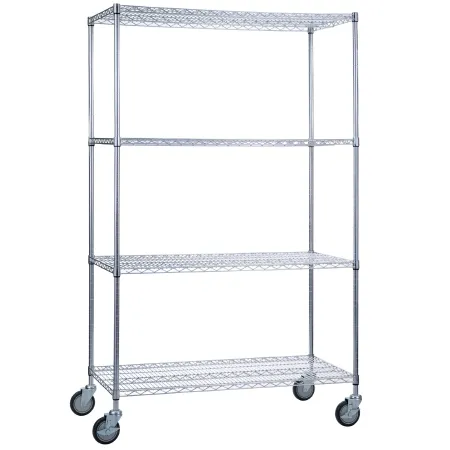 R & B Wire Products - LC183672 - Heavy Duty Linen Cart 4 Shelves 500 Lbs. Weight Capacity Wire 5 Inch Casters, 2 Locking