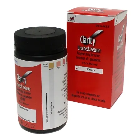 Clarity Diagnostics - Clarity - DTG-KET - Reagent Test Strip Clarity Ketone For Urinalysis 100 per Bottle