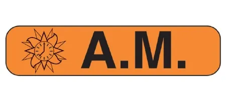 Health Care Logistics - Barkley - 2122 - Pre-printed Label Barkley Auxiliary Label Orange Paper A.m Black Safety And Instructional 3/8 X 1-5/8 Inch