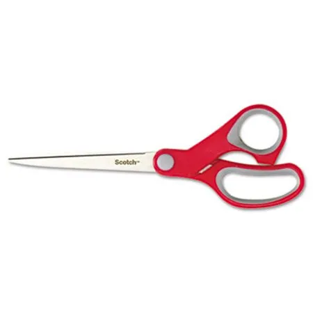 Scotch - MMM-1427 - Multi-purpose Scissors, Pointed Tip, 7 Long, 3.38 Cut Length, Gray/red Straight Handle