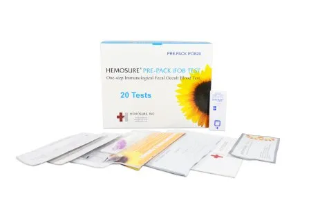 Hemosure - PRE-PACK IFOB20 - Cancer Screening Test Kit Hemosure Colorectal Cancer Screening Fecal Occult Blood Test (iFOB or FIT) Stool Sample 20 Tests CLIA Waived