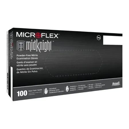 Microflex Medical - MK-296-L - MICROFLEX MidKnight Exam Glove MICROFLEX MidKnight Large NonSterile Nitrile Standard Cuff Length Fully Textured Black Fentanyl Tested