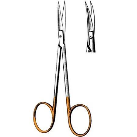 Sklar - Surgi-OR - 95-125 - Iris Scissors Surgi-or 4-1/2 Inch Length Office Grade Stainless Steel / Tungsten Carbide Nonsterile Finger Ring Handle Curved Sharp Tip / Sharp Tip