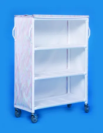 IPU - LC46-3 - Linen Cart With Cover 3 Shelves Pvc 5 Inch Heavy Duty Casters, 2 Locking
