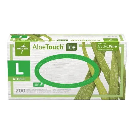 Medline Industries - Aloetouch - MDS195286 - Aloetouch Ice Nonsterile Powder-Free Nitrile Exam Glove, Large, Latex-Free