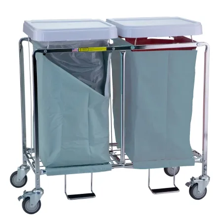 R & B Wire Products - 674G - Double Hamper With Bags 4 Casters 30 To 35 Gal.