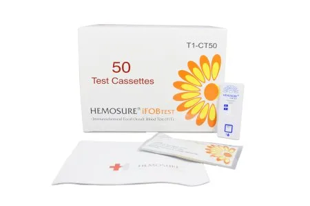 Hemosure - T1-CT50 - Cancer Screening Test Kit Hemosure Colorectal Cancer Screening Fecal Occult Blood Test (iFOB or FIT) Stool Sample 50 Tests CLIA Waived